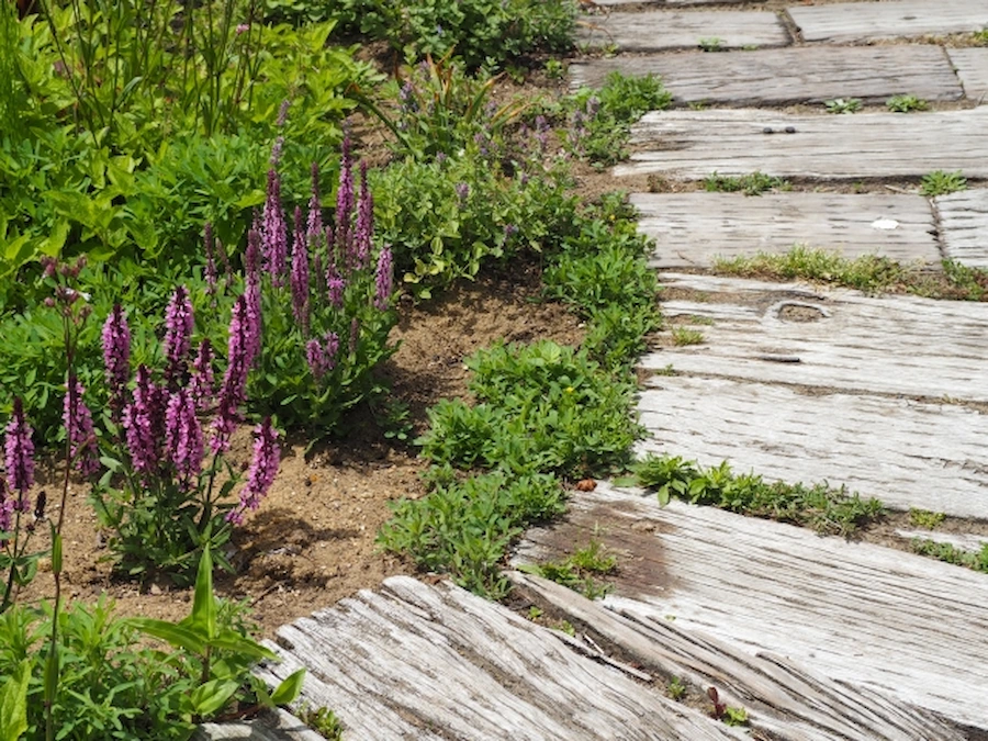 枕木 アプローチ 外構 施工 デザイン 例